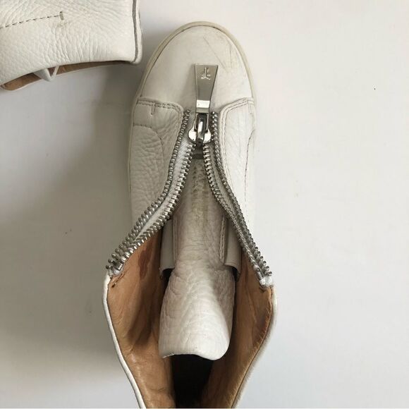 Frye Lena zip platform white leather sneakers with double top zippers woman’s 6 - Picture 12 of 12